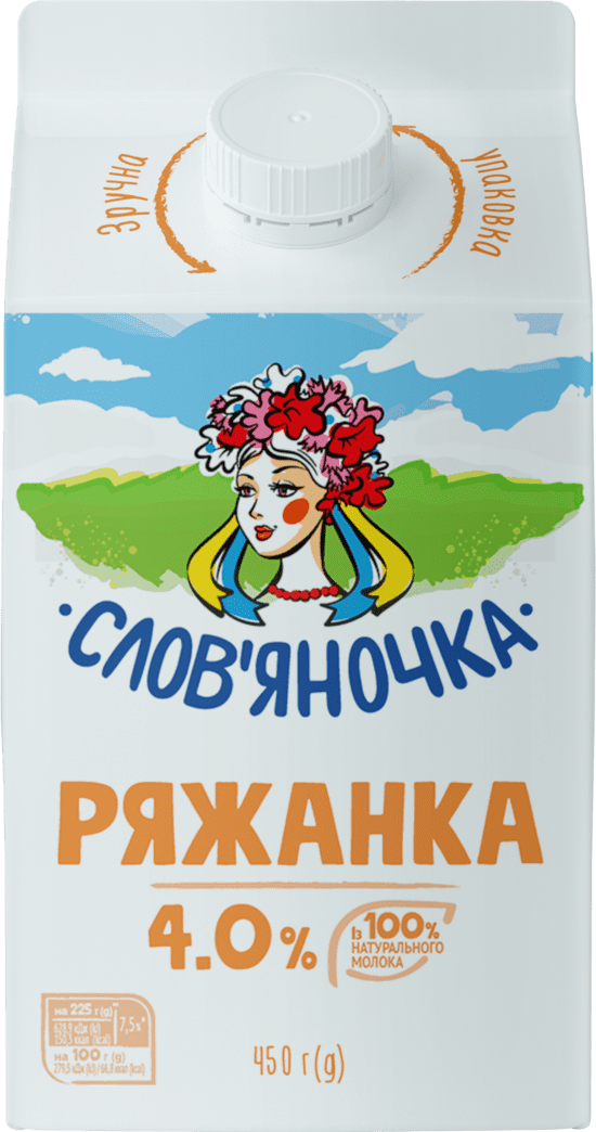 Ряжанка СЛОВ'ЯНОЧКА 4%, 450 г